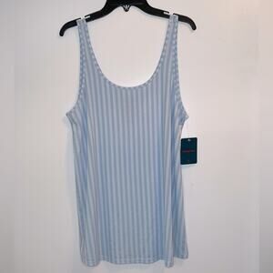 Tommy John Second Skin Sleep Loungewear Tank Light Blue Striped Small